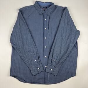 Chaps Ralph Lauren Men’s XXL Blue & White Check Button Down Shirt Long Sleeve